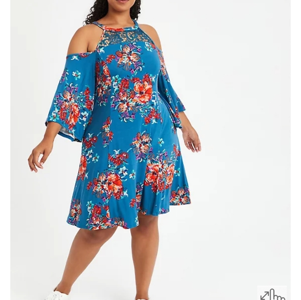 Cold shoulder fit and flare dress